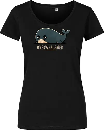 Overwhelmed Whale - Overwhelmed, stress, anxiety, mental health, life struggles, funny quotes, self care, motivational, relatable, emotional support, whale art, whale design, ocean life, marine wildlife, whale lovers, cute whale, whale illustration, underwater world, save the whales - Damen T-Shirt