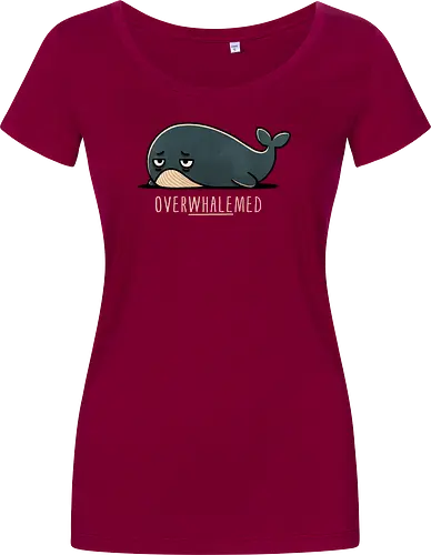 Overwhelmed Whale - Overwhelmed, stress, anxiety, mental health, life struggles, funny quotes, self care, motivational, relatable, emotional support, whale art, whale design, ocean life, marine wildlife, whale lovers, cute whale, whale illustration, underwater world, save the whales - Damen T-Shirt