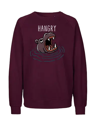 Hungary Hippo - hippo, hippopotamus, cute hippo, animal lover, wildlife art, funny hippo, hippo design, nature illustration, zoo animals, baby hippo, funny, pun - Fairtrade Sweatshirt