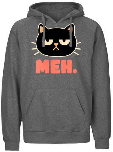 Meh Cat - meh, funny, humor, sarcastic, laid back, meh expression, casual, not impressed, apathetic, mood, cat, kitten, cats - Fairtrade Hoodie