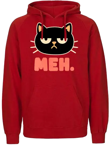 Meh Cat - meh, funny, humor, sarcastic, laid back, meh expression, casual, not impressed, apathetic, mood, cat, kitten, cats - Fairtrade Hoodie