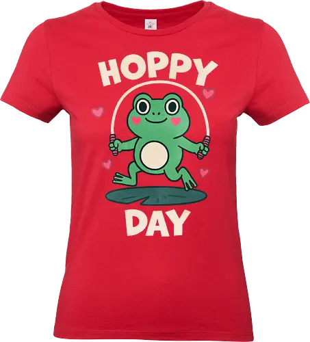 Happy Day Frog - hoppy, frog, frog design, funny, lover, cute, illustration, frog - Standard T-Shirt (Frauen)