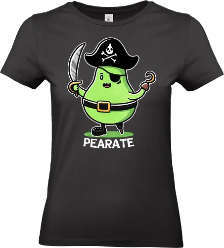 Pirate Pear - cartoon, fruit, pear fruit, nature, healthy eating, gardening, organic, juice, diet, vitamins, food art, Pirate, Pirate theme, Pirate art, Cartoon pirate, Funny pirate, Pirate decor, Nautical design, Pirate illustration, Pirate gifts, Alternate universe - Standard T-Shirt (Frauen)