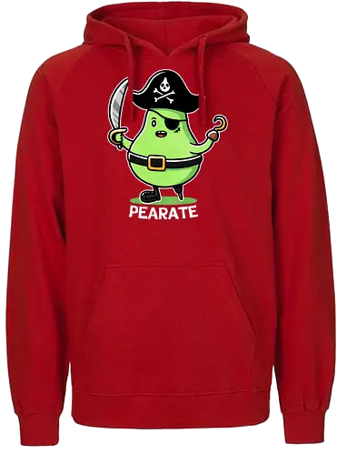 Pirate Pear - cartoon, fruit, pear fruit, nature, healthy eating, gardening, organic, juice, diet, vitamins, food art, Pirate, Pirate theme, Pirate art, Cartoon pirate, Funny pirate, Pirate decor, Nautical design, Pirate illustration, Pirate gifts, Alternate universe - Fairtrade Hoodie