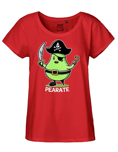 Pirate Pear - cartoon, fruit, pear fruit, nature, healthy eating, gardening, organic, juice, diet, vitamins, food art, Pirate, Pirate theme, Pirate art, Cartoon pirate, Funny pirate, Pirate decor, Nautical design, Pirate illustration, Pirate gifts, Alternate universe - Fairtrade Girl Shirt