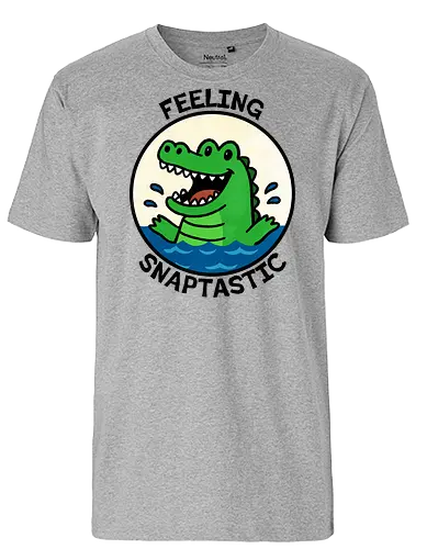 Feeling Snaptastic  - Snaptastic, crocodile, puns, funny, crocodile art, wildlife illustration, animal lover gift, crocodile shirt, funny crocodile, crocodile lovers, pond life, reptile art, crocodile gifts - Fairtrade T-Shirt
