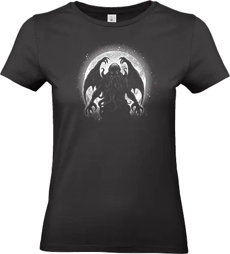 Moonlight Cthuhlu  - moon, Lovecraft, Cthulhu Mythos, Horror Art, Cosmic Horror, Eldritch, Cthulhu Cult, Vintage Horror, Geek Art, Fantasy Illustration, Dark Fantasy - Standard T-Shirt (Frauen)
