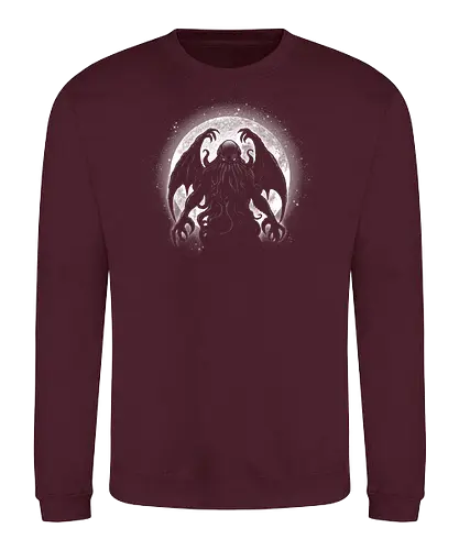Moonlight Cthuhlu  - moon, Lovecraft, Cthulhu Mythos, Horror Art, Cosmic Horror, Eldritch, Cthulhu Cult, Vintage Horror, Geek Art, Fantasy Illustration, Dark Fantasy - Sweatshirt