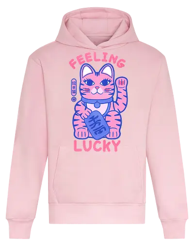 Feeling Lucky Cat - cat, maneki neko, lucky cat art, good luck cat, Japanese lucky cat, cat lover gift, cute cat design, fortune cat, kawaii cat, lucky charm, positive energy - Heavyweight Hoodie