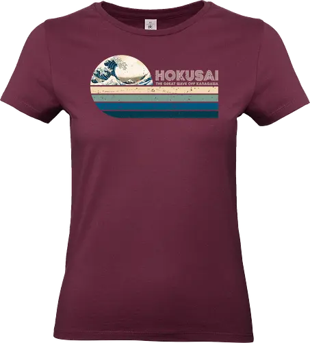 Retro Hokusai - retro, rebel, 70s, movies, hokusai, great wave off kanagawa, japanese art, woodblock, japan, millenium space ship - Standard T-Shirt (Frauen)