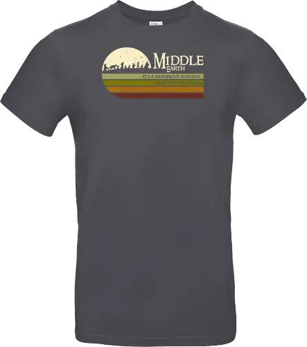 Retro Middle Earth - retro, rebel, 70s, movies, films, lotr, wizard japanese art, woodblock, japan, fantasy - Standard T-Shirt