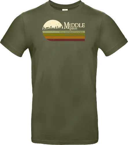 Retro Middle Earth - retro, rebel, 70s, movies, films, lotr, wizard japanese art, woodblock, japan, fantasy - Standard T-Shirt