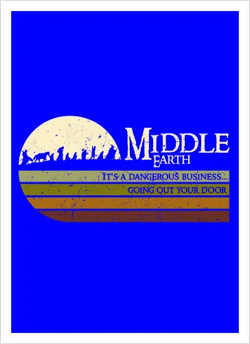 Retro Middle Earth - retro, rebel, 70s, movies, films, lotr, wizard japanese art, woodblock, japan, fantasy - Kunstdruck