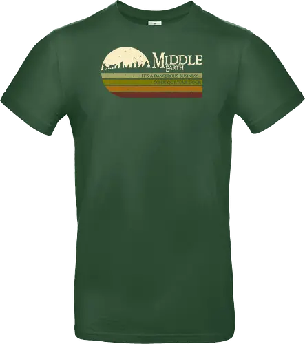 Retro Middle Earth - retro, rebel, 70s, movies, films, lotr, wizard japanese art, woodblock, japan, fantasy - Standard T-Shirt
