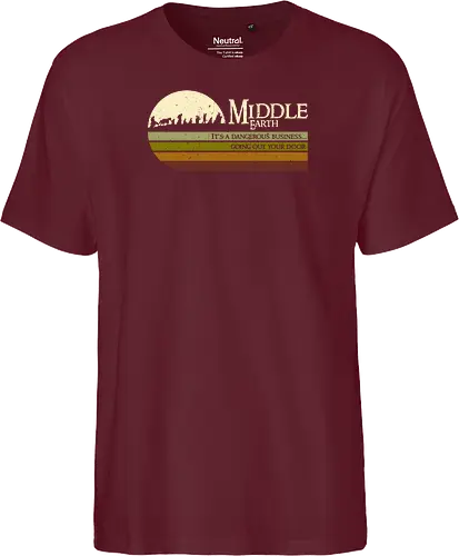 Retro Middle Earth - retro, rebel, 70s, movies, films, lotr, wizard japanese art, woodblock, japan, fantasy - Fairtrade T-Shirt