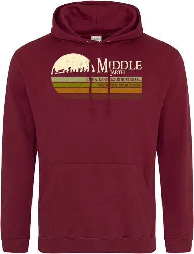 Retro Middle Earth - retro, rebel, 70s, movies, films, lotr, wizard japanese art, woodblock, japan, fantasy - Standard Hoodie