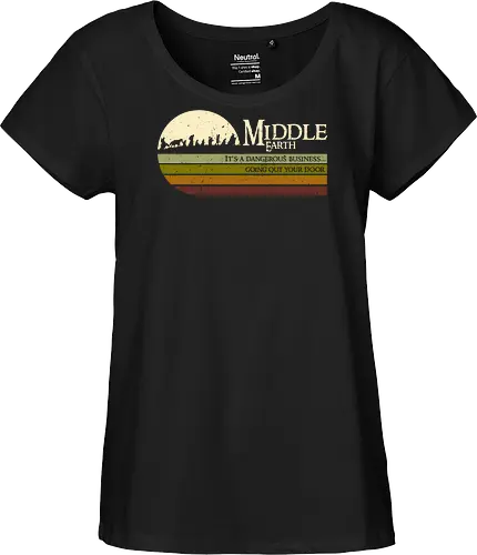 Retro Middle Earth - retro, rebel, 70s, movies, films, lotr, wizard japanese art, woodblock, japan, fantasy - Fairtrade Girl Shirt