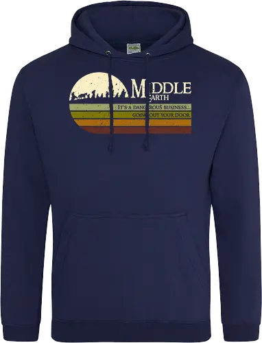 Retro Middle Earth - retro, rebel, 70s, movies, films, lotr, wizard japanese art, woodblock, japan, fantasy - Standard Hoodie