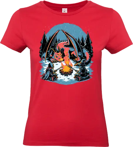 Cozy Dragon Fantasy  - RPG, Pen and Paper, d20, dungeon master, role-playing game, tabletop, game master, dungeon, games, board games, knight, wizard, mage, dragon, holidays, snow, cozy weather, winter, and marshmallows, cool, funny, fantasy, adventure - Standard T-Shirt (Frauen)