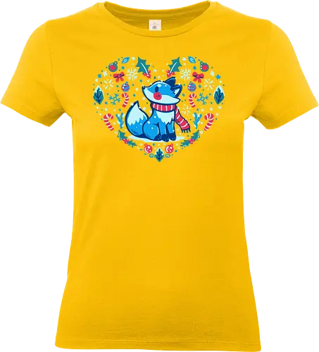 Heart of Winter - Fuchs-Kunst, Winterkunst, Weihnachtsfuchs, fox art, winter art, xmas fox, holiday fox, cute fox, christmas art, heart art, winter decor, festive art, kawaii fox, fox heart, cozy winter - Standard T-Shirt (Frauen)