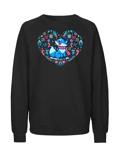 Heart of Winter - Fuchs-Kunst, Winterkunst, Weihnachtsfuchs, fox art, winter art, xmas fox, holiday fox, cute fox, christmas art, heart art, winter decor, festive art, kawaii fox, fox heart, cozy winter - Fairtrade Sweatshirt