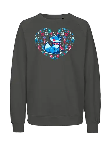 Heart of Winter - Fuchs-Kunst, Winterkunst, Weihnachtsfuchs, fox art, winter art, xmas fox, holiday fox, cute fox, christmas art, heart art, winter decor, festive art, kawaii fox, fox heart, cozy winter - Fairtrade Sweatshirt