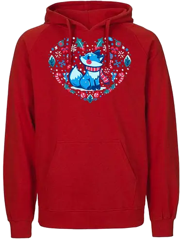 Heart of Winter - Fuchs-Kunst, Winterkunst, Weihnachtsfuchs, fox art, winter art, xmas fox, holiday fox, cute fox, christmas art, heart art, winter decor, festive art, kawaii fox, fox heart, cozy winter - Fairtrade Hoodie