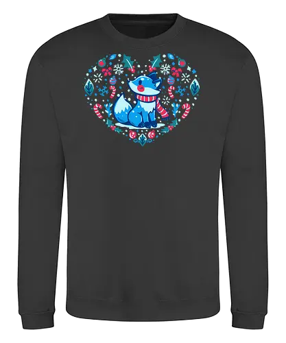 Heart of Winter - Fuchs-Kunst, Winterkunst, Weihnachtsfuchs, fox art, winter art, xmas fox, holiday fox, cute fox, christmas art, heart art, winter decor, festive art, kawaii fox, fox heart, cozy winter - Sweatshirt