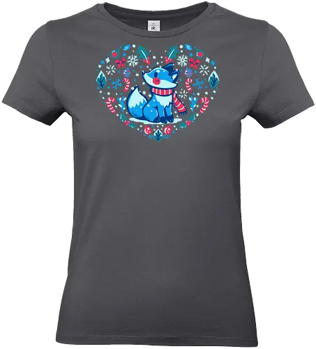Heart of Winter - Fuchs-Kunst, Winterkunst, Weihnachtsfuchs, fox art, winter art, xmas fox, holiday fox, cute fox, christmas art, heart art, winter decor, festive art, kawaii fox, fox heart, cozy winter - Standard T-Shirt (Frauen)