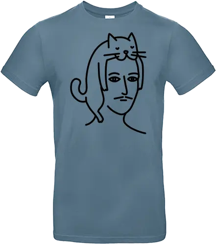  Man in Cat Hat  - Cat, White, Hat, portrait, line art, minimalist, whimsical, doodle, monochrome, cute, quirky, gift, tshirt, hoodie, fashion, poster, unisex, home decor, cathay - Standard T-Shirt