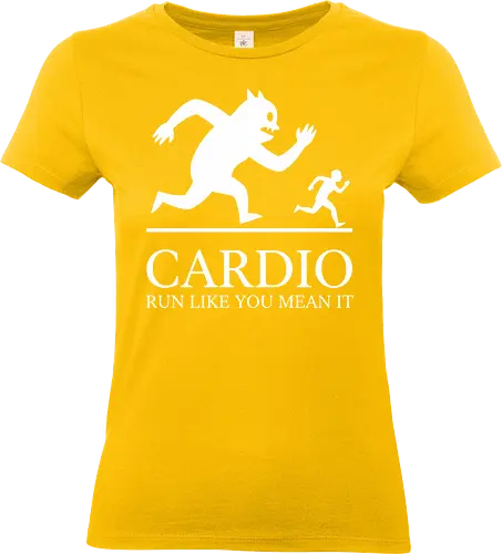 CARDIO: Run Like You Mean It - Monster Chase - Cardio, running, fitness motivation, monster chase, workout shirt, gym apparel, funny running, athlete gift, marathon training, run like you mean it, humorous workout, minimalist graphic, runner, beast mode, exercise humor - Standard T-Shirt (Frauen)