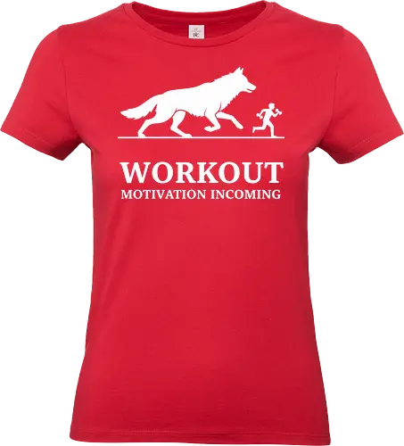 Workout Motivation Incoming: Wolf Chase - Workout, motivation, wolf, running, cardio, fitness, gym shirt, runner gift, animal graphic, predator chase, endurance, minimalist design, athlete, training apparel, intense workout, beast mode, hunting - Standard T-Shirt (Frauen)