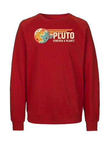 Pluto: Forever A Planet - Retro Solar System - Pluto, forever a planet, astronomy, solar system, science shirt, retro aesthetic, vintage space, nostalgic, planetary defense, dwarf planet, outer space, science humor, teacher gift, celestial body, mid-century - Fairtrade Sweatshirt