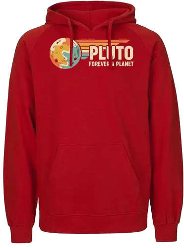 Pluto: Forever A Planet - Retro Solar System - Pluto, forever a planet, astronomy, solar system, science shirt, retro aesthetic, vintage space, nostalgic, planetary defense, dwarf planet, outer space, science humor, teacher gift, celestial body, mid-century - Fairtrade Hoodie
