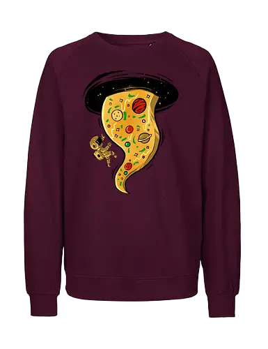 black hole pizza - pizza, food, space, astronout, delicious, beverages, meatball, sausages, fastfood, bestfriend - Fairtrade Sweatshirt