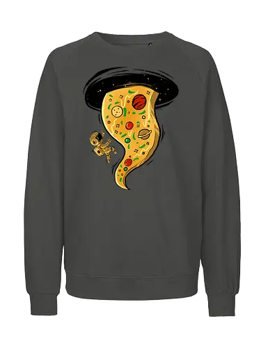 black hole pizza - pizza, food, space, astronout, delicious, beverages, meatball, sausages, fastfood, bestfriend - Fairtrade Sweatshirt