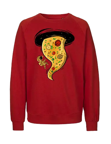 black hole pizza - pizza, food, space, astronout, delicious, beverages, meatball, sausages, fastfood, bestfriend - Fairtrade Sweatshirt