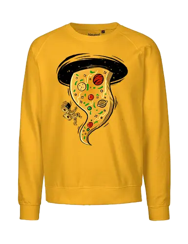 black hole pizza - pizza, food, space, astronout, delicious, beverages, meatball, sausages, fastfood, bestfriend - Fairtrade Sweatshirt