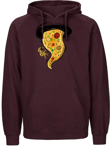 black hole pizza - pizza, food, space, astronout, delicious, beverages, meatball, sausages, fastfood, bestfriend - Fairtrade Hoodie