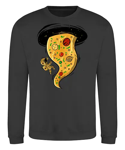 black hole pizza - pizza, food, space, astronout, delicious, beverages, meatball, sausages, fastfood, bestfriend - Sweatshirt