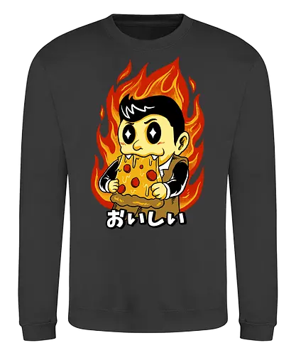 japanese vampire pizza - pizza, food, dracula, vampire, halloween, spooky, creepy, space, astronout, delicious, beverages, meatball, sausages, fastfood, bestfriend - Sweatshirt