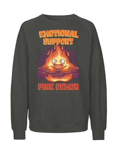 Emotional Support Fire Demon - famous anime, Howl's Moving Castle, Fire Demon - Fairtrade Sweatshirt