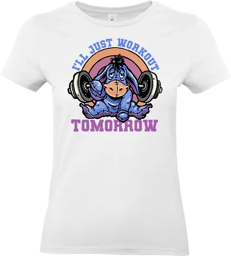 Workout Tomorrow - Fictional, character, funny, humor, fitness, animal, cartoons, donkey, animated - Standard T-Shirt (Frauen)