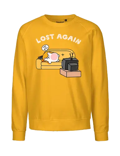 Lost Again - lost again, where is my remote, lost remote, tv remote, couch potato, hedgehog, cute hedgehog, binge watching, lazy day, homebody, stay home, kawaii, cute animal, cartoon style, tv time, sofa life, relatable, funny quote, screen time, doom scrolling, cozy vibes, introvert, comfy couch, weekend mood, no motivation, tired, modern life humor, cute illustration, character art, woodland animal, sillyfrenz, heho, nostalgic tv, old tv, vintage television, remote control, living room, self care, soft life, slow living, everyday wear, casual style, graphic tee idea, meme shirt, humorous, comfy, home entertainment, exhausted, cute graphic - Fairtrade Sweatshirt