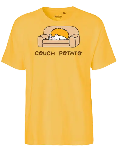 Sofa Melt - couch potato, hedgehog, cute hedgehog, sofa, couch nap, lazy day, homebody, stay home, cozy vibes, kawaii, cute animal, cartoon style, minimal design, simple illustration, soft colors, slow living, soft life, nap lover, rest day, self care, comfy couch, weekend mood, no plans, do nothing, introvert, chill mode, relaxed, sleepy, horizontal life, cute merch, everyday wear, casual style, aesthetic, comfy graphic, sillyfrenz, heho, woodland animal, character art, peaceful, wholesome, calm, relaxing, living room, tv day, downtime, minimal kawaii, cute graphic tee, cozy outfit - Fairtrade T-Shirt