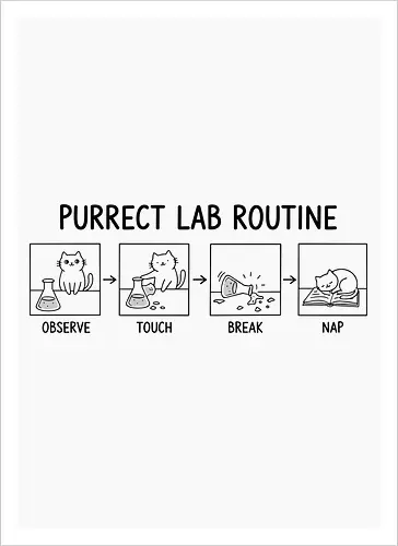 Purrect Lab Routine: Observe, Touch, Break, Nap