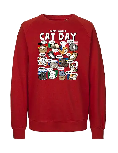 World Cat Day - cats, cat, cat christmas, cat dad, cat lady, cat lover, cat mom, cat owner, cats love, international, kitten, kitty, meow, translator - Fairtrade Sweatshirt