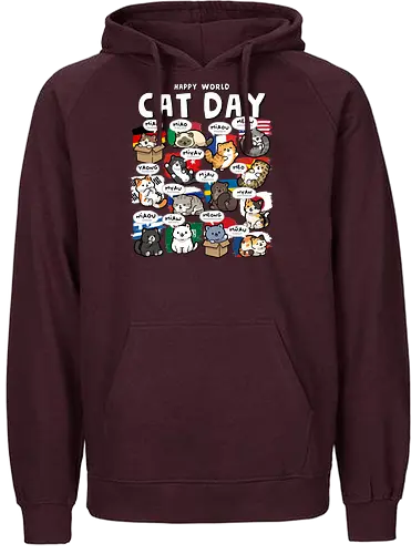 World Cat Day - cats, cat, cat christmas, cat dad, cat lady, cat lover, cat mom, cat owner, cats love, international, kitten, kitty, meow, translator - Fairtrade Hoodie