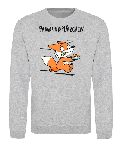 Panik und Plätzchen (schwarze Schrift) - Weihnachten, Xmas, Yule, Fuchs - Sweatshirt