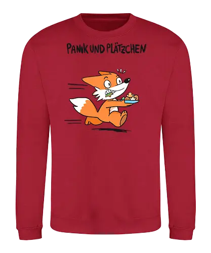 Panik und Plätzchen (schwarze Schrift) - Weihnachten, Xmas, Yule, Fuchs - Sweatshirt